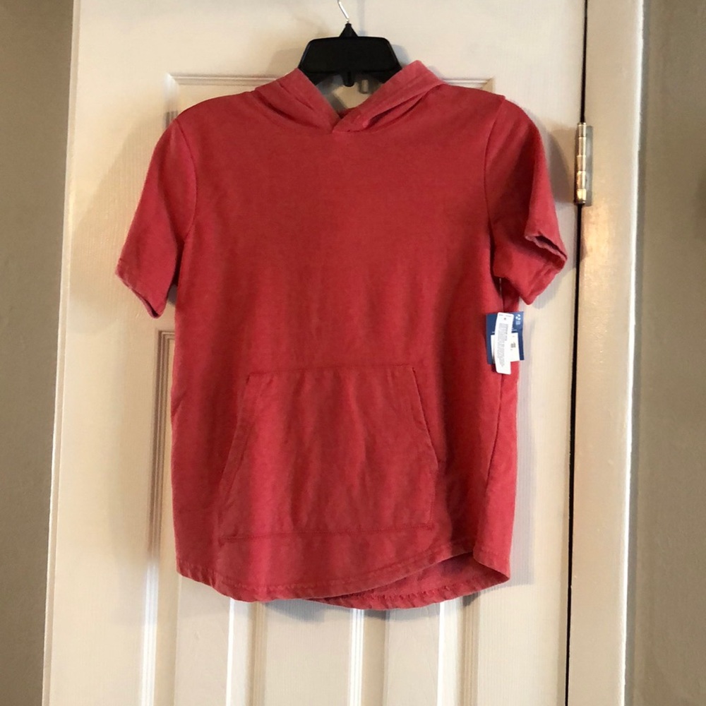 NWT boys 10/12 hooded short sleeve sweatshirt